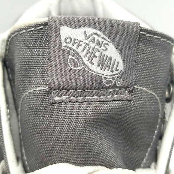 VANS Men's Skateboard Shoe, High Top Grey Canvas Size 10  Off the Wall - Picture 10 of 14